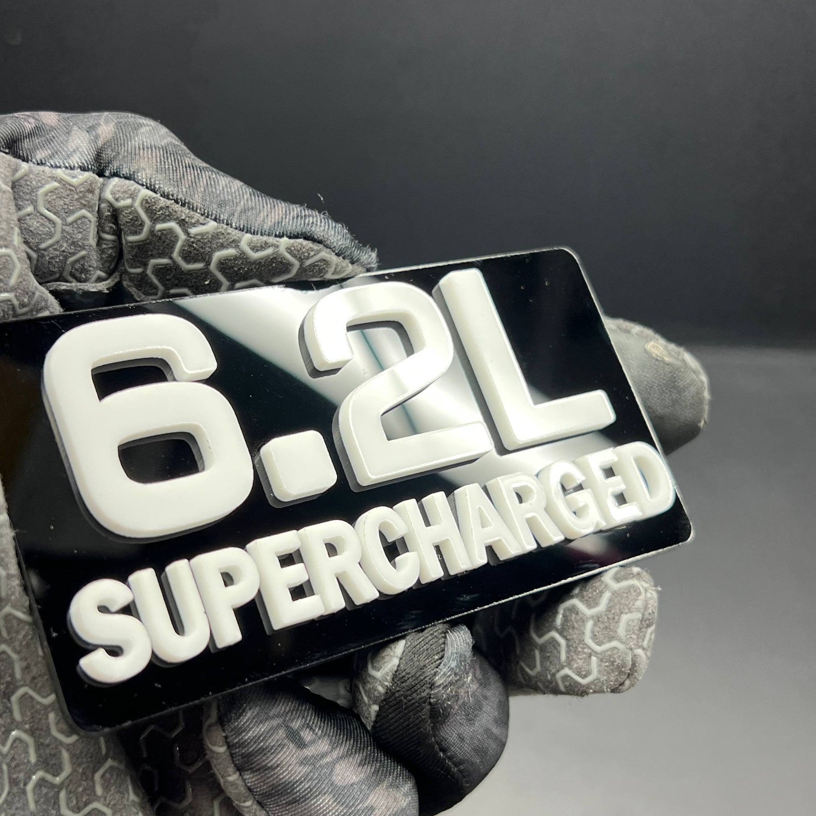 1PC 6.2L SUPERCHARGED – Acrylic Tailgate or Fender Badge for Car, SUV, Truck