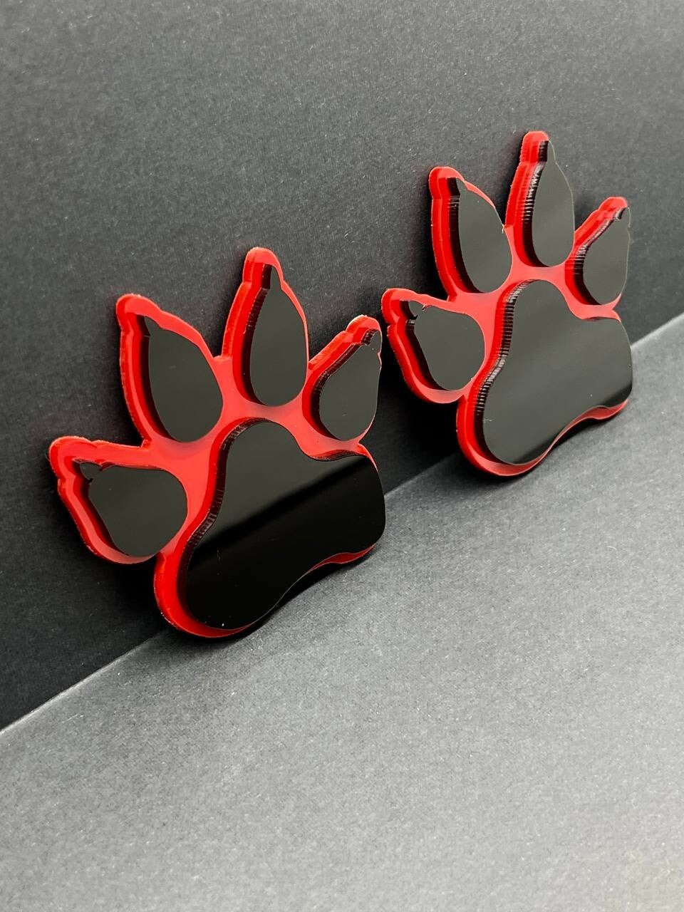 2x Red Fender Dog Paw Emblem Badge Logo for Ford Bronco Truck Sport Offroad 4x4