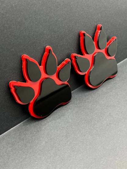 2x Red Fender Dog Paw Emblem Badge Logo for Ford Bronco Truck Sport Offroad 4x4
