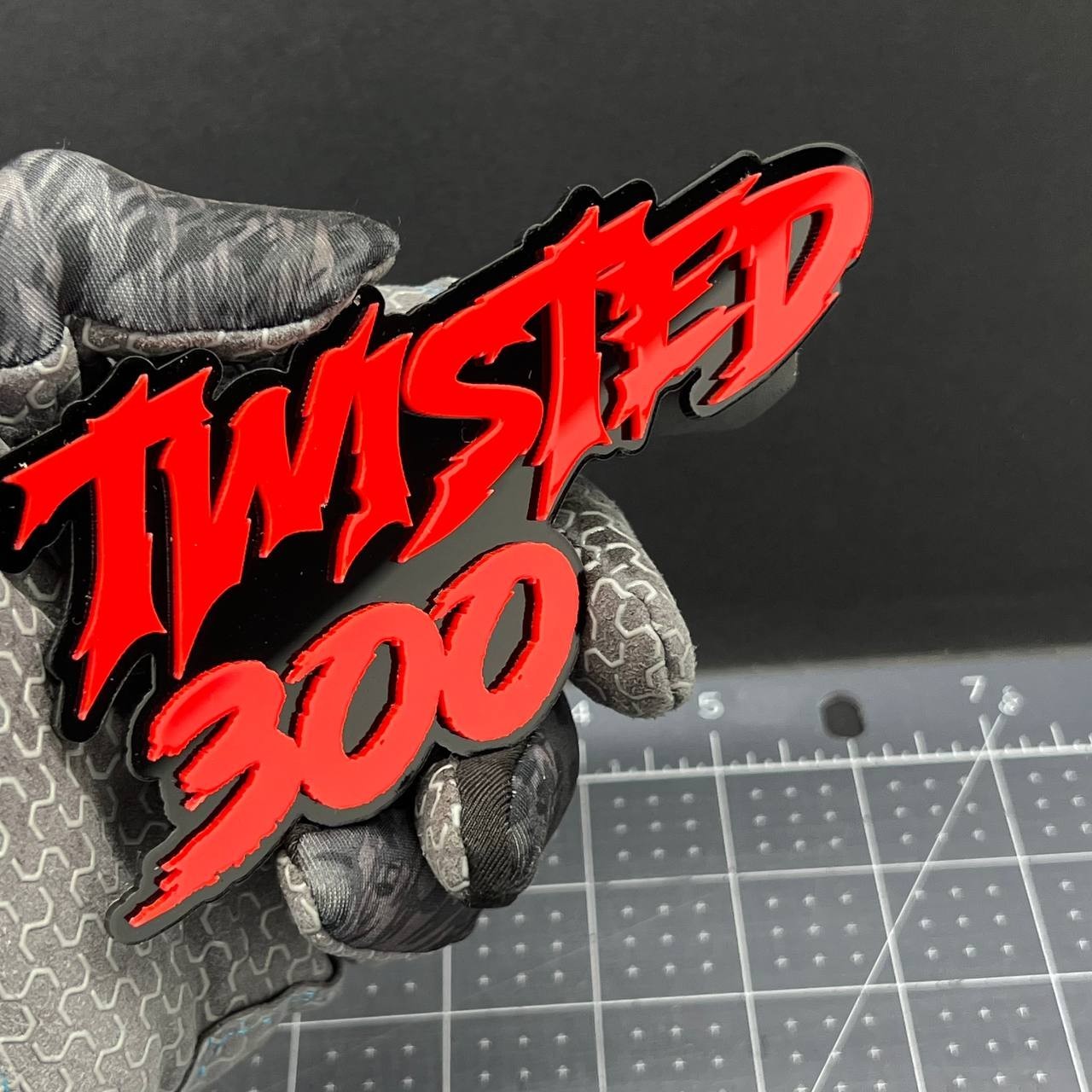 1PC Twisted 300 Emblem – 3D Multicolor Acrylic Car Badge for Fender & Tailgate