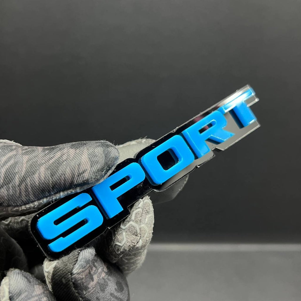 1PC SPORT Badge – 3D Multicolor Acrylic Exterior Emblem for Car, SUV, Truck