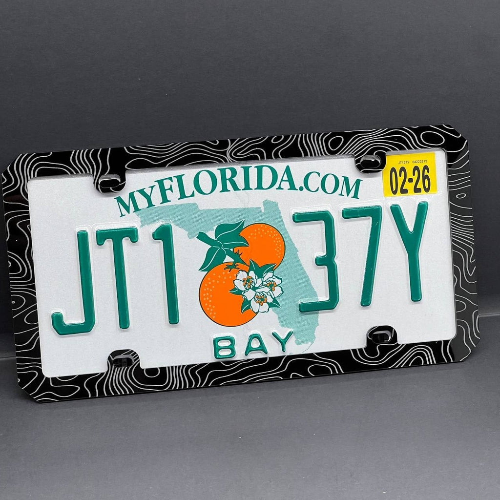 Topographic License Plate Frame Cover – Car Tag Holder for SUV, Truck, Car
