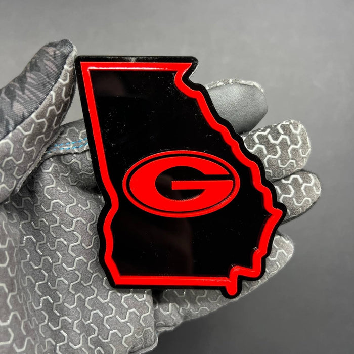 1PC Georgia Bulldogs Emblem – 3D Multicolor Acrylic Car & SUV Badge