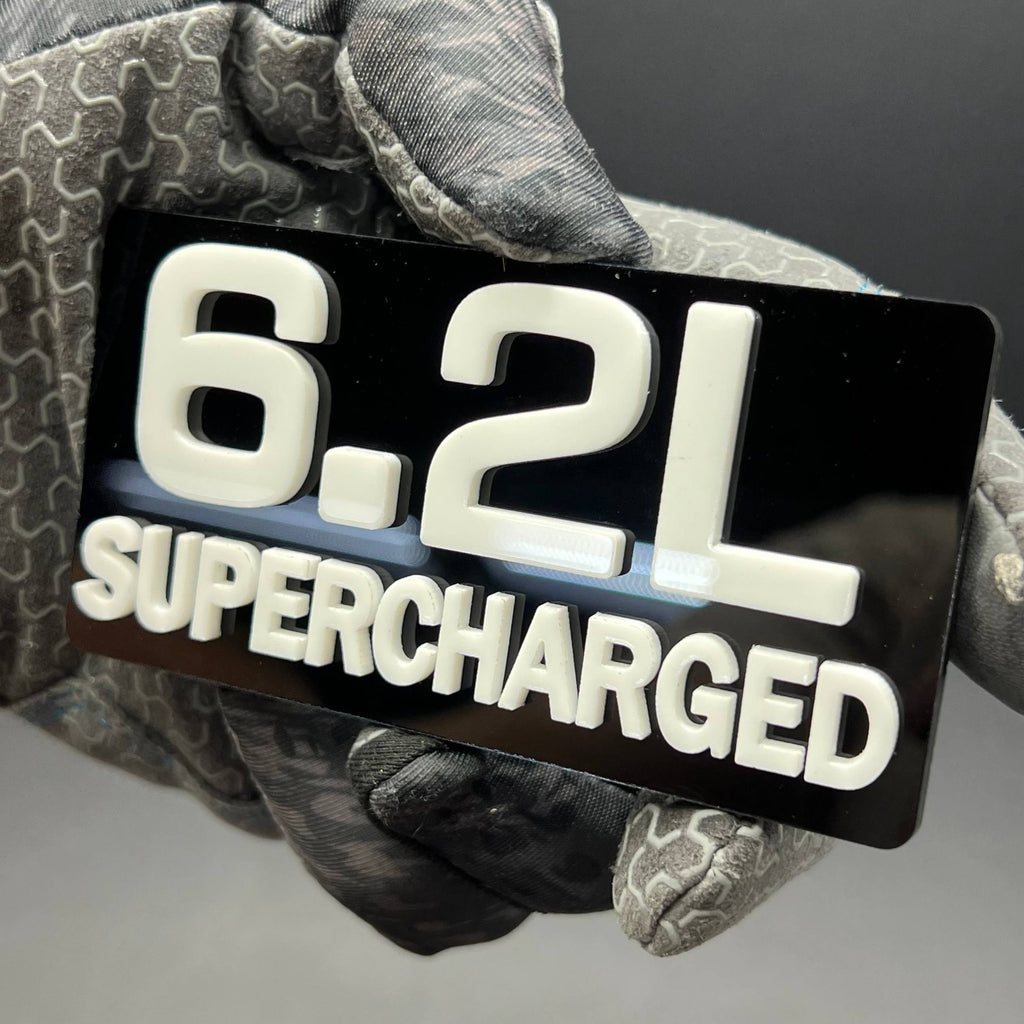 1PC 6.2L SUPERCHARGED – Acrylic Tailgate or Fender Badge for Car, SUV, Truck