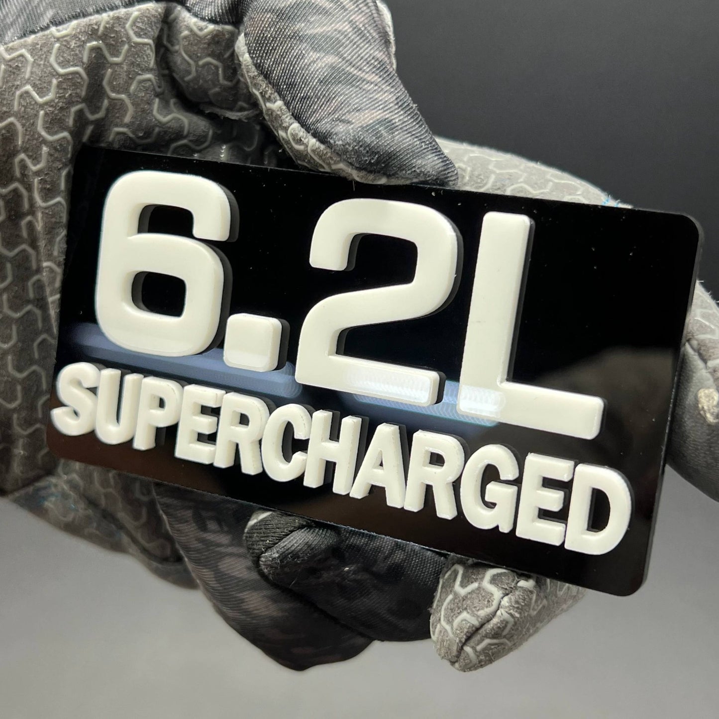 1PC 6.2L SUPERCHARGED – Acrylic Tailgate or Fender Badge for Car, SUV, Truck