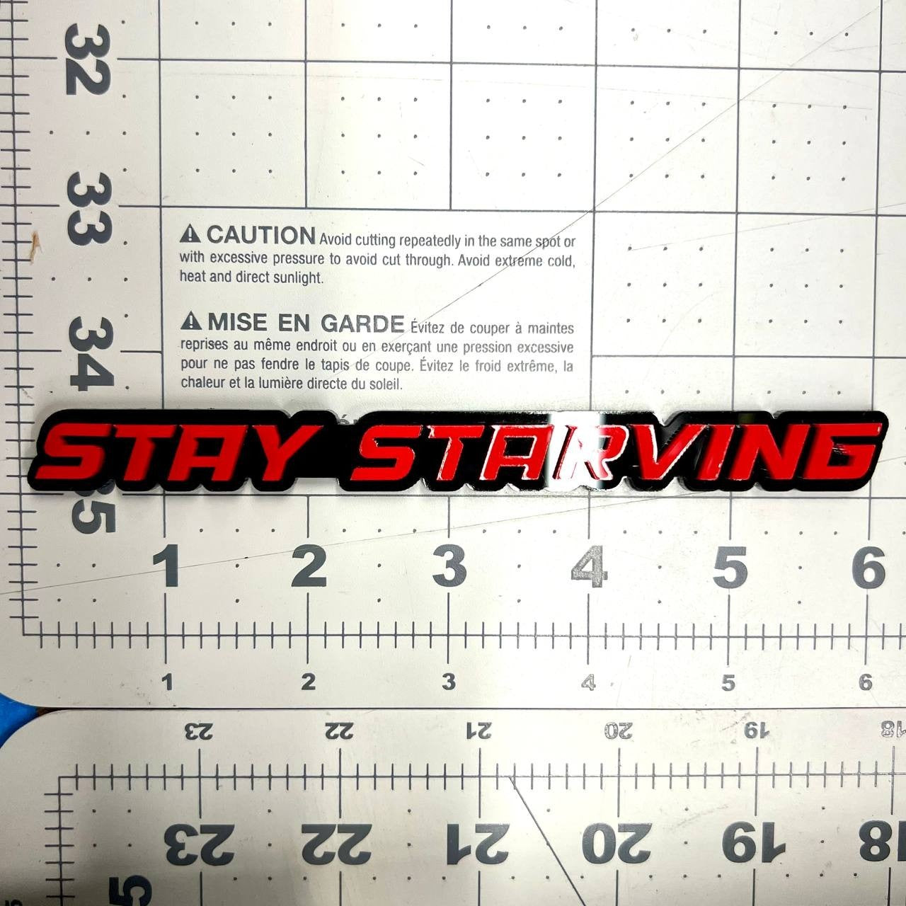 1PC STAY STARVING Emblem – 3D Multicolor Acrylic Fender & Tailgate Car Badge