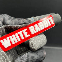 1x WHITE RABBIT Multicolor Car Badge – Easy Install Acrylic Fender & Trunk Decal