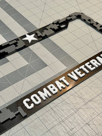 COMBAT VETERAN Black License Plate Frame Cover, Frame, car frame