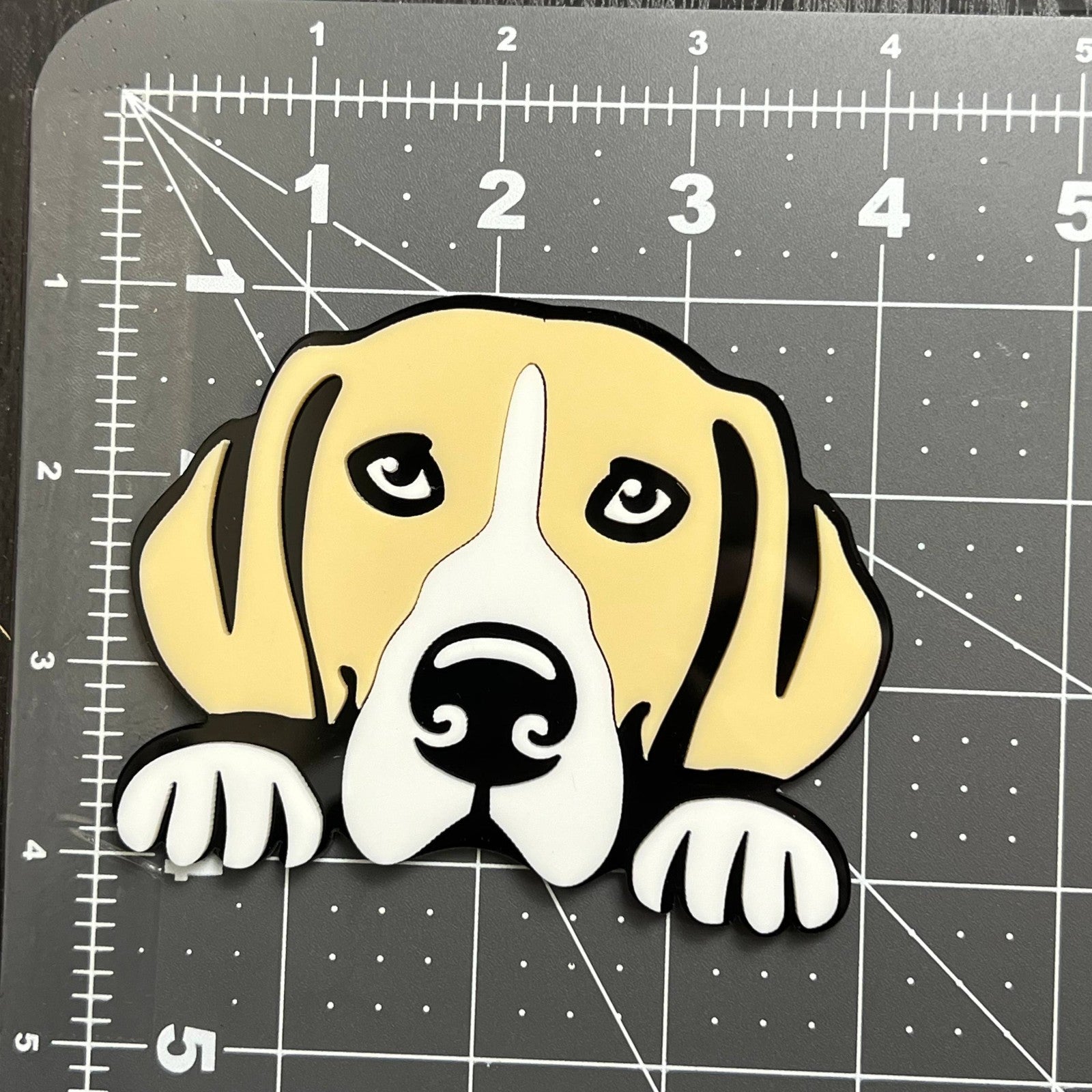 1PC BEAGLE Emblem – Custom 3D Multicolor Acrylic Dog Car Exterior Badge
