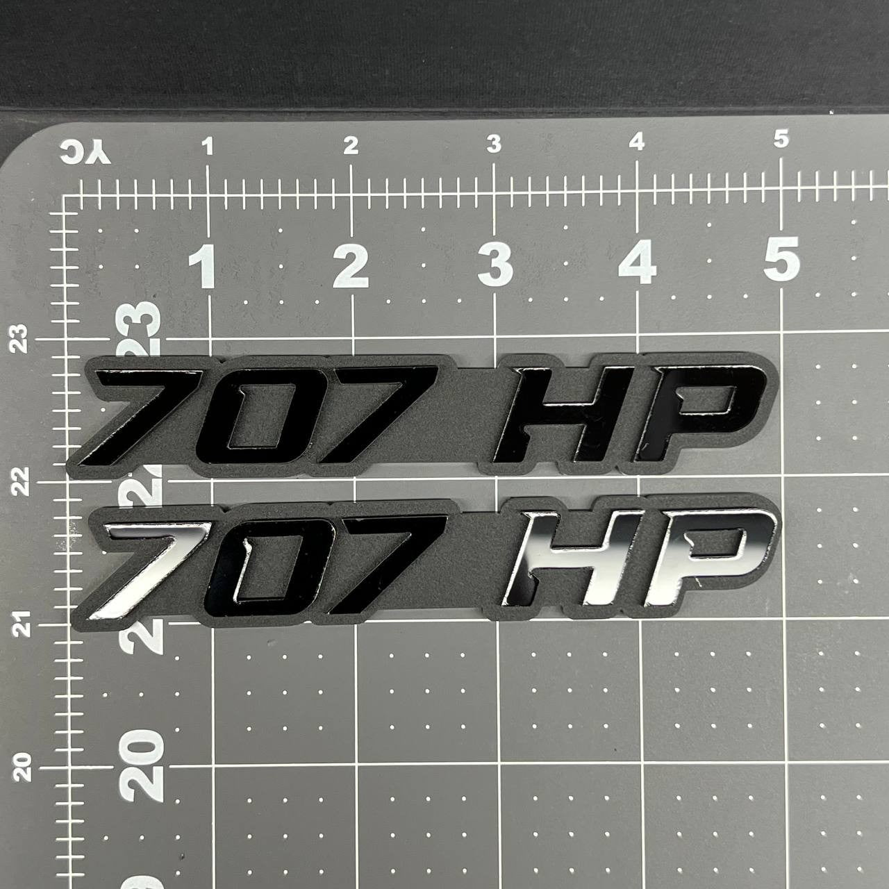 2PCS 707HP Emblems – 3D Acrylic Fender Engine Badge Pair for Car Truck SUV