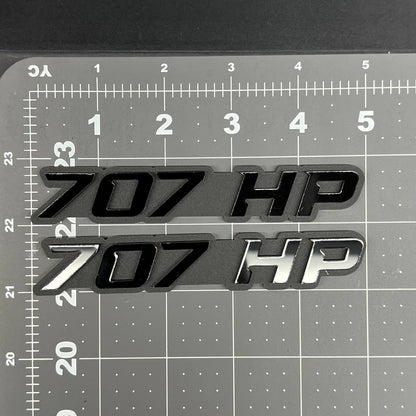 2PCS 707HP Emblems – 3D Acrylic Fender Engine Badge Pair for Car Truck SUV