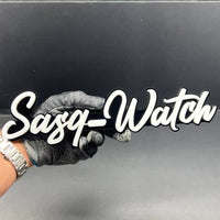 1PCS SASQ-WATCH Emblem – Custom 3D Multicolor Acrylic Car Exterior Badge