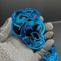 2PCS Gorilla Mirror blue Emblem Badges – Angry Fender Decals for Car/Truck