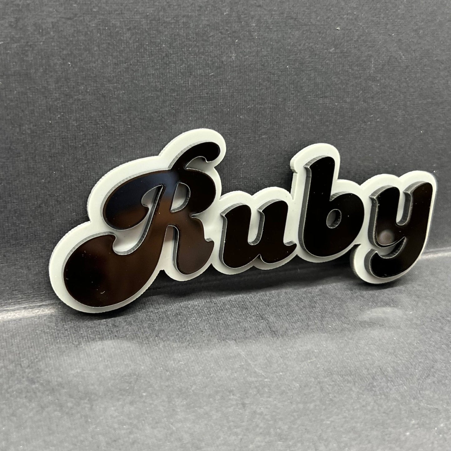 1pc RUBY 3D Acrylic Badge – Custom Exterior Emblem for Car, SUV & Truck