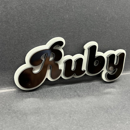 1pc RUBY 3D Acrylic Badge – Custom Exterior Emblem for Car, SUV & Truck