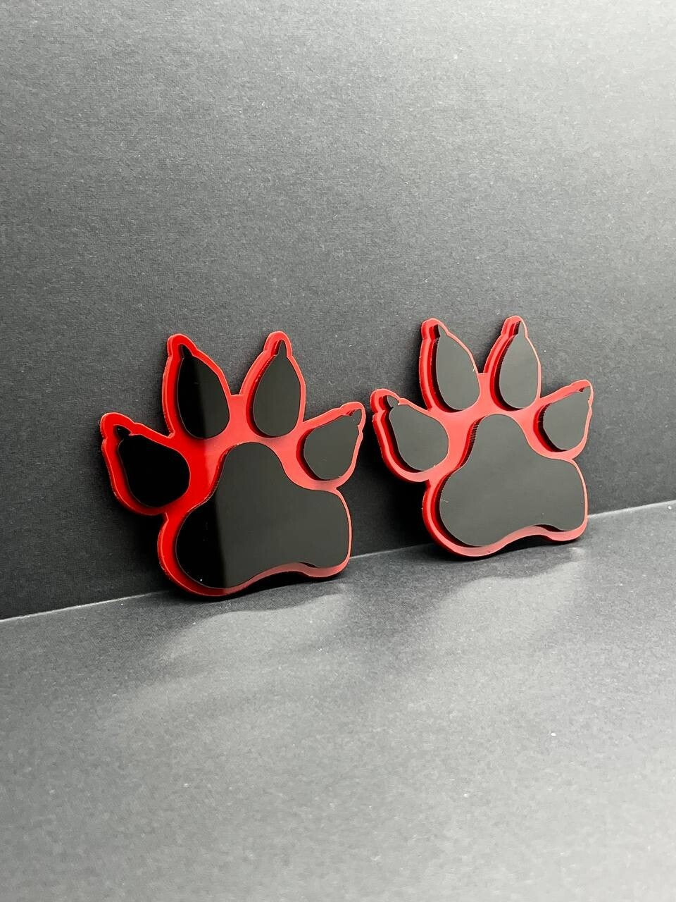 2x Red Fender Dog Paw Emblem Badge Logo for Ford Bronco Truck Sport Offroad 4x4