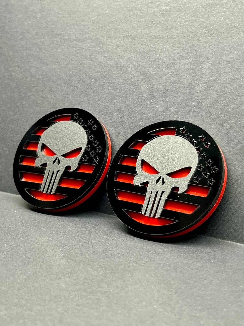 2PCS 18-24 WRANGLER GLADIATOR JL PUNISHER FENDER EMBLEM BADGE FENDER