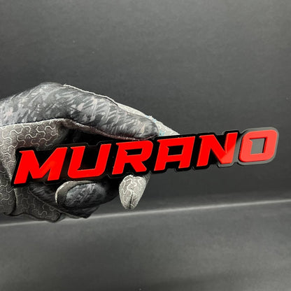 1PC MURANO Emblem – Red on Black 3D Acrylic Fender or Tailgate Badge for Car