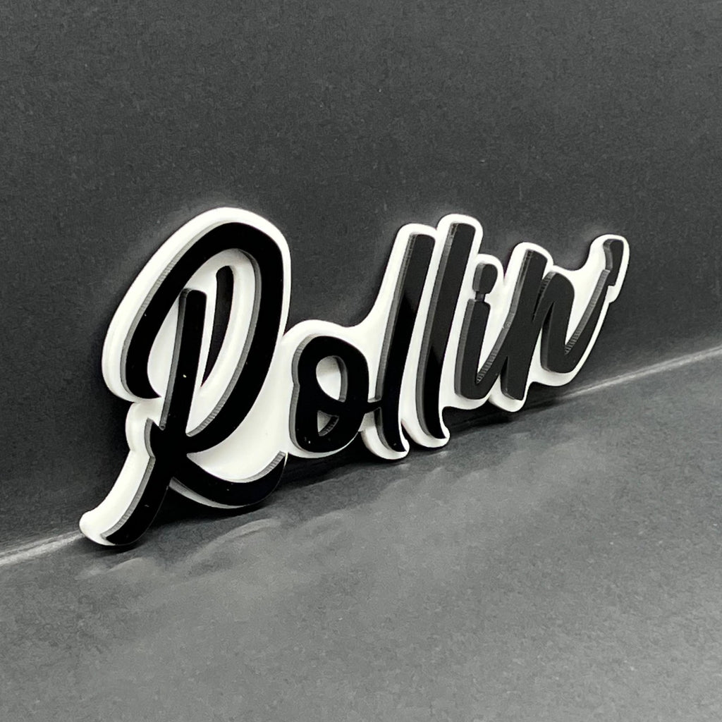 1pcs Rollin 3D Emblem – Multicolor Acrylic Car Badge for Fender & Trunk