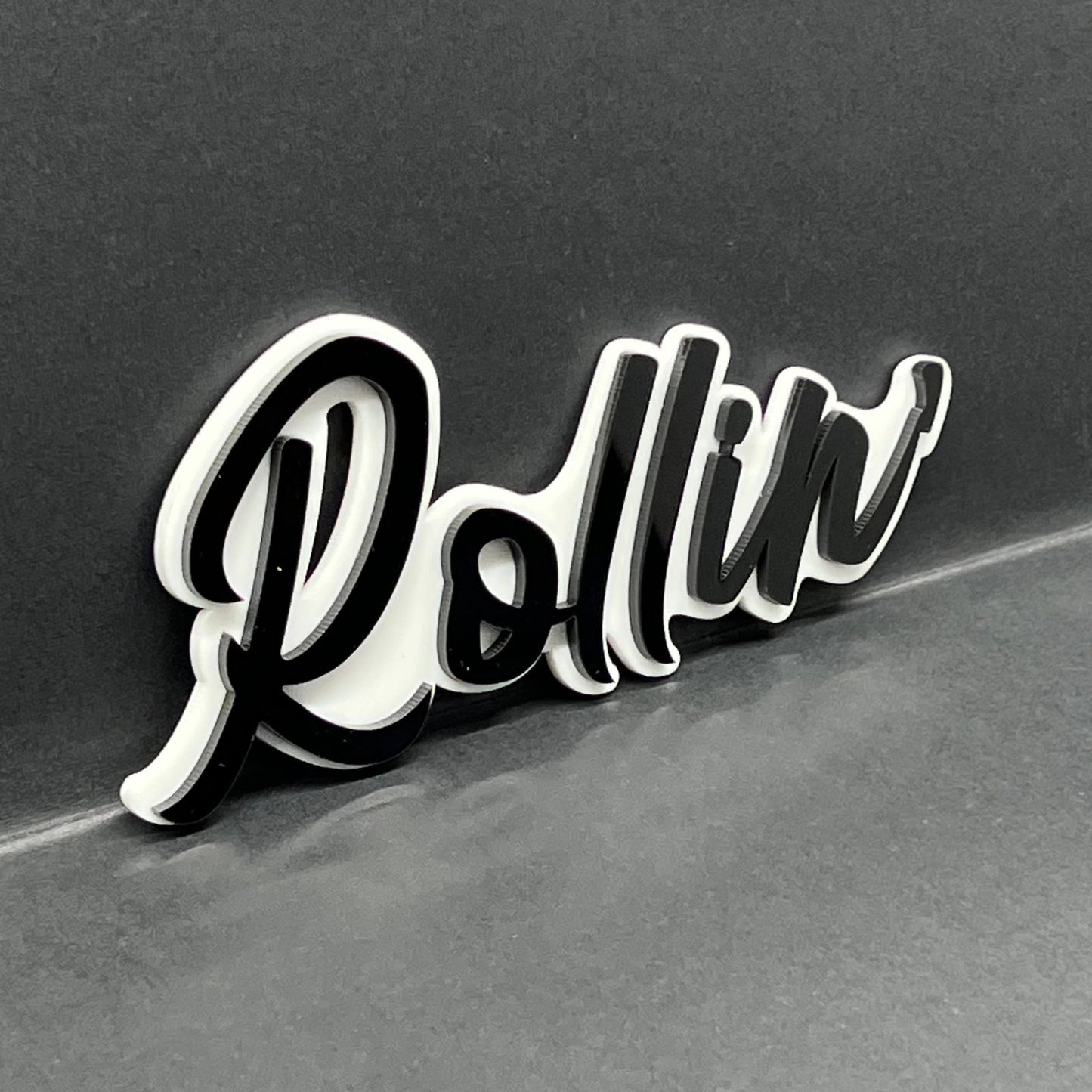 1pcs Rollin 3D Emblem – Multicolor Acrylic Car Badge for Fender & Trunk