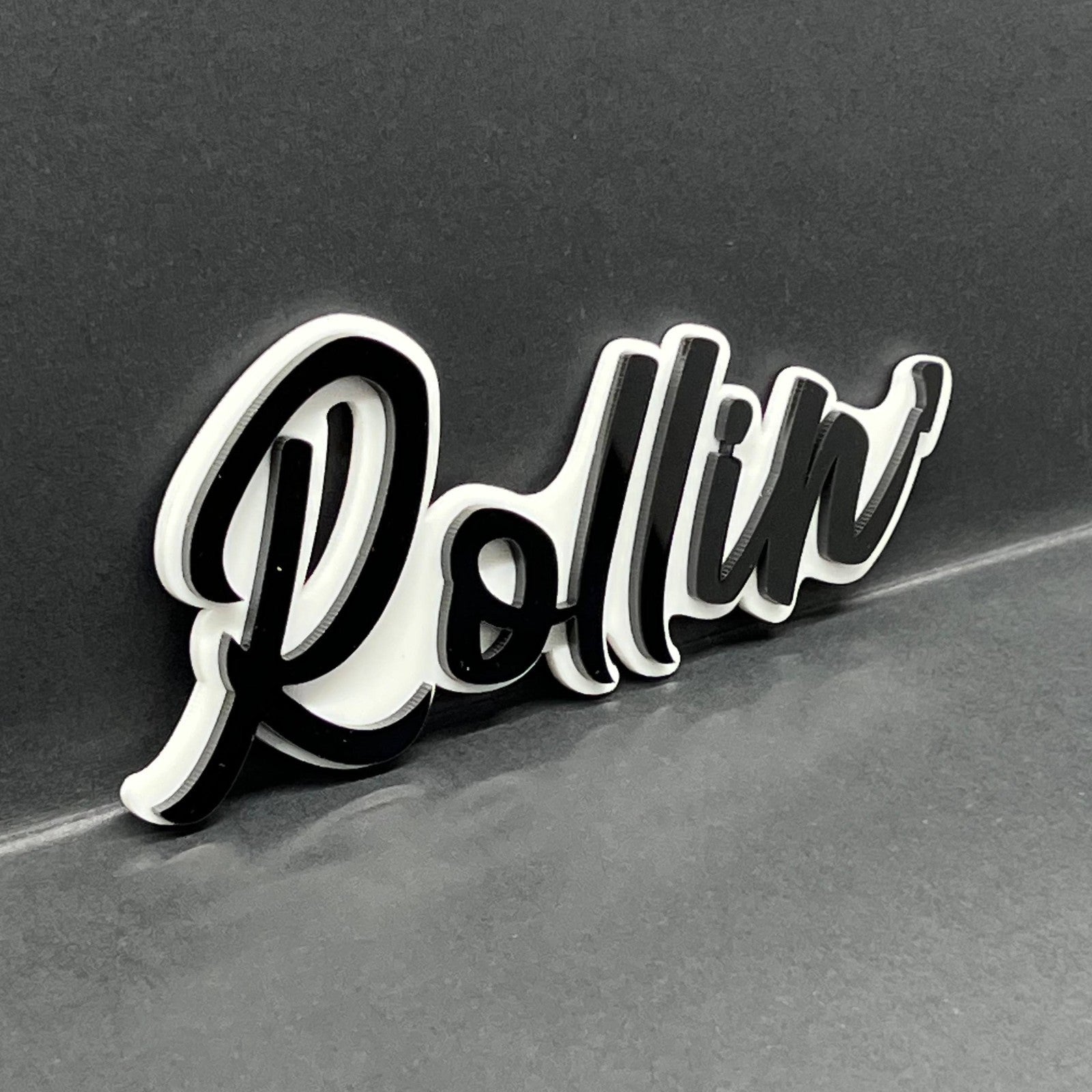 1pcs Rollin 3D Emblem – Multicolor Acrylic Car Badge for Fender & Trunk