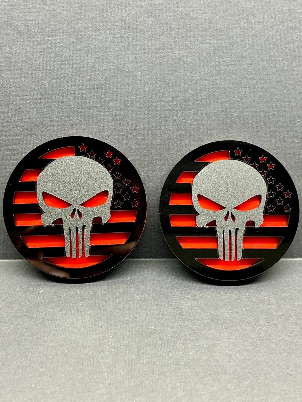 2PCS 18-24 WRANGLER GLADIATOR JL PUNISHER FENDER EMBLEM BADGE FENDER