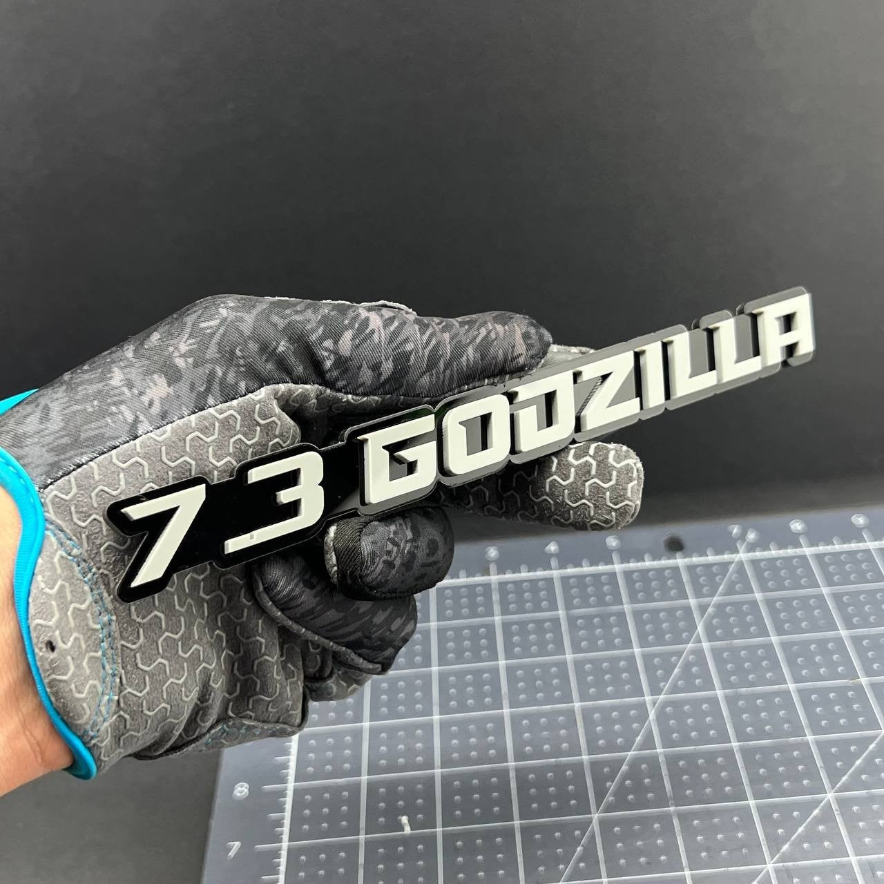 2PCS 7.3L GODZILLA Emblems Grey – 3D Fender Badges for Ford Engine Truck or SUV
