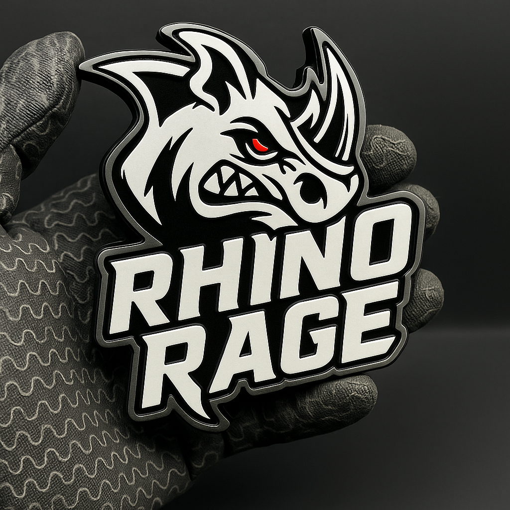1PCS RHINO RAGE Emblem – 3D Acrylic Tailgate or Fender Badge for Truck SUV Car