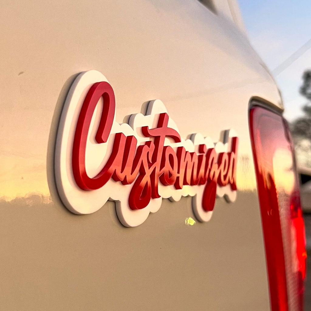 Custom Car Acrylic Emblem Badge MULTI COLOR Customized Text Names