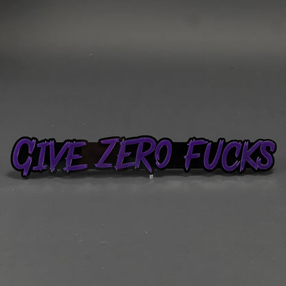 1PC GIVE ZERO FUCKS 3D Acrylic Badge - Car Truck Emblem Fender Sticker