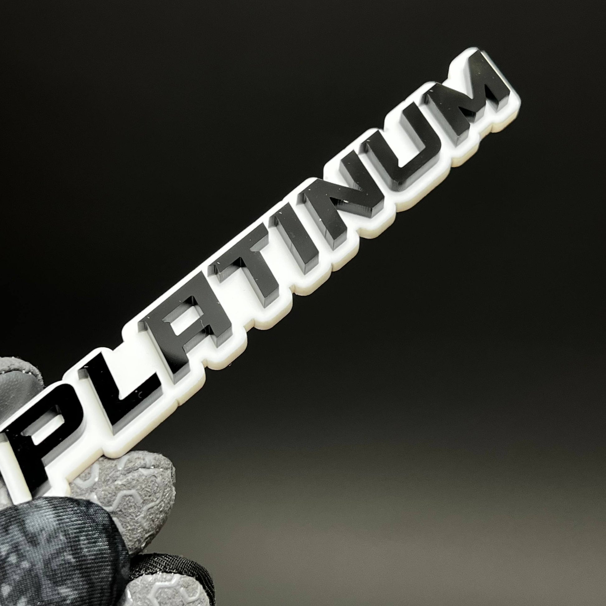 1PC PLATINUM (White) 3D Acrylic Badge - Car Truck Emblem Fender Sticker