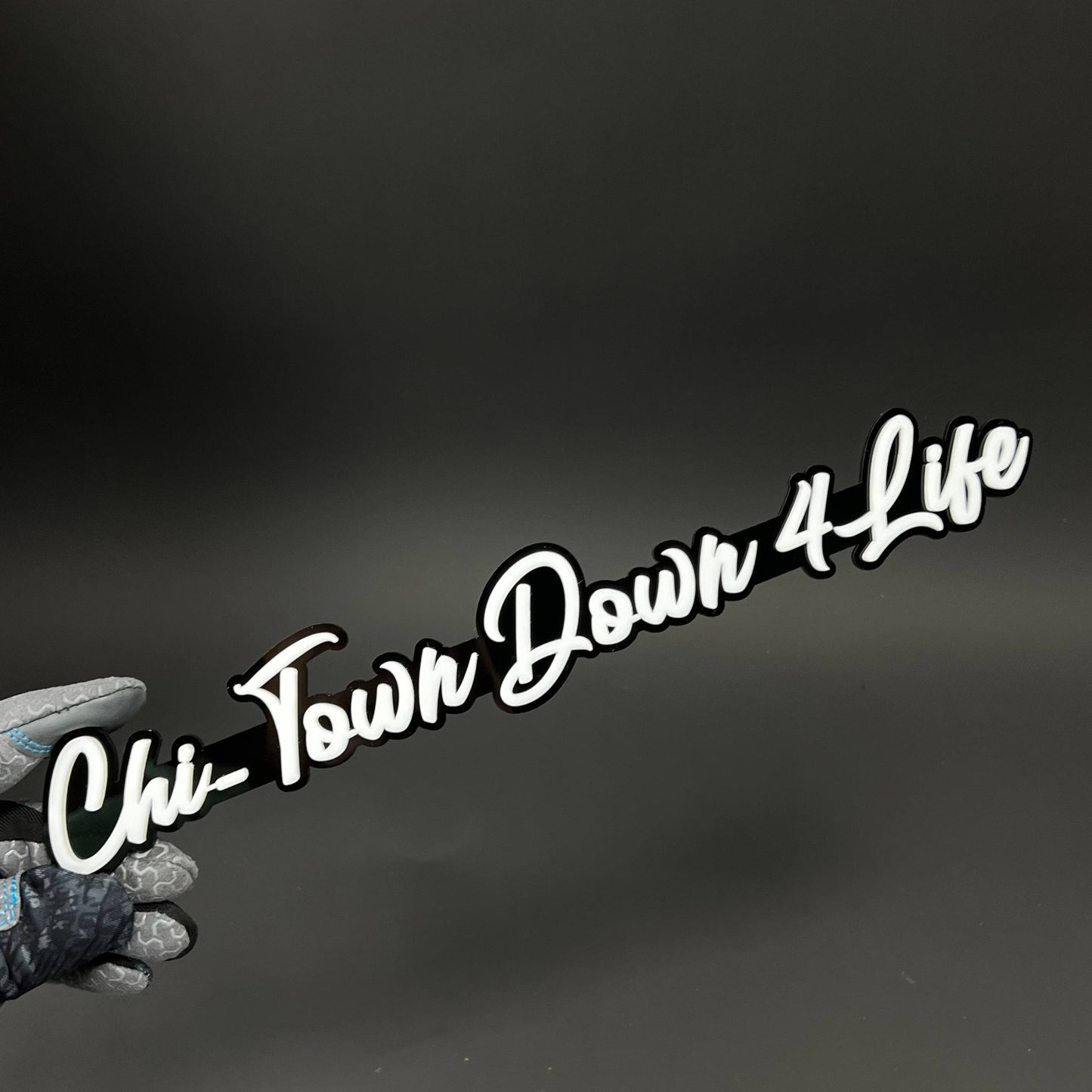 1PC Chi-Town Down 4 Life 3D Acrylic Badge - Car Truck Emblem Fender Sticker
