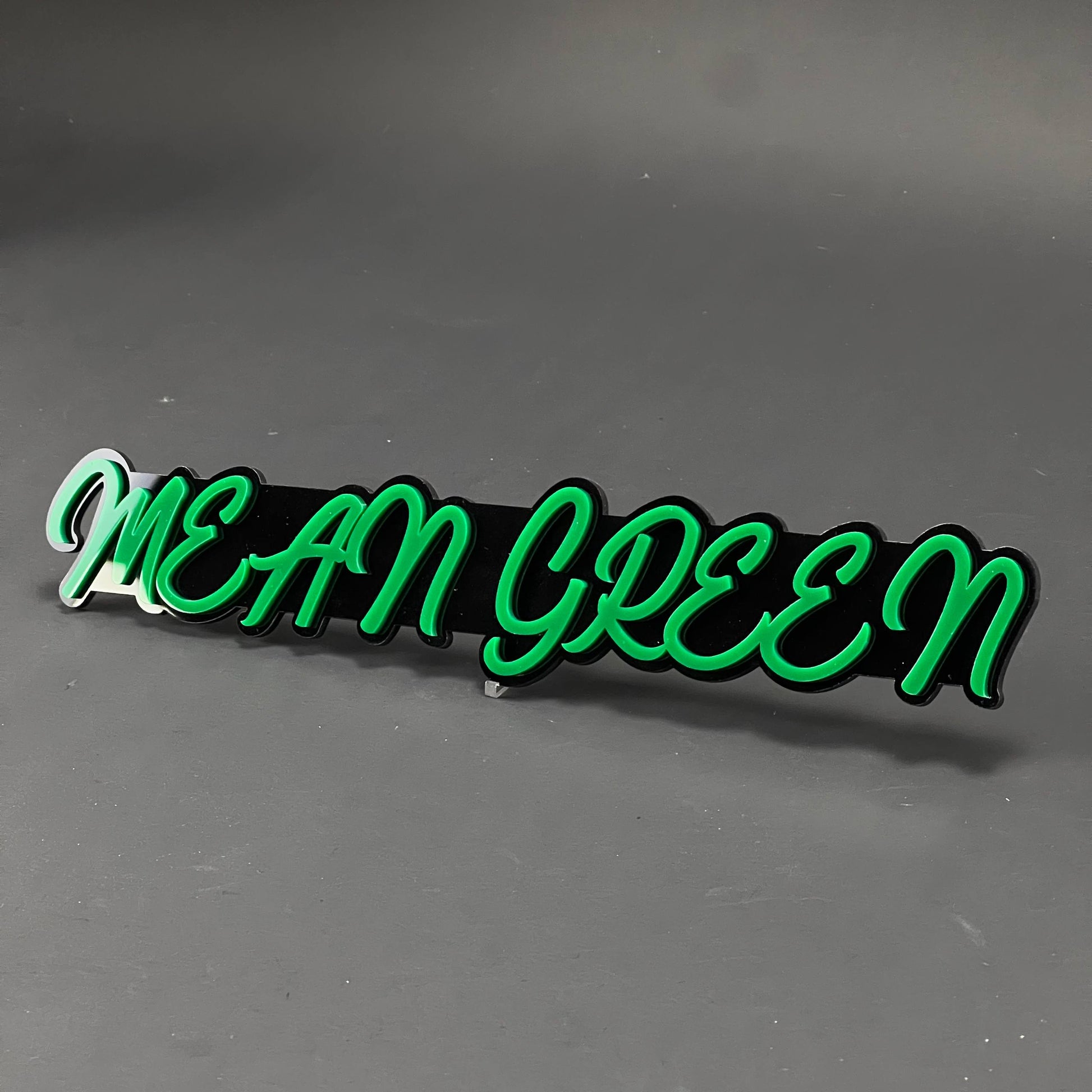 1PC MEAN GREEN 3D Acrylic Badge - Car Truck Emblem Fender Tailgate Trunk Sticker