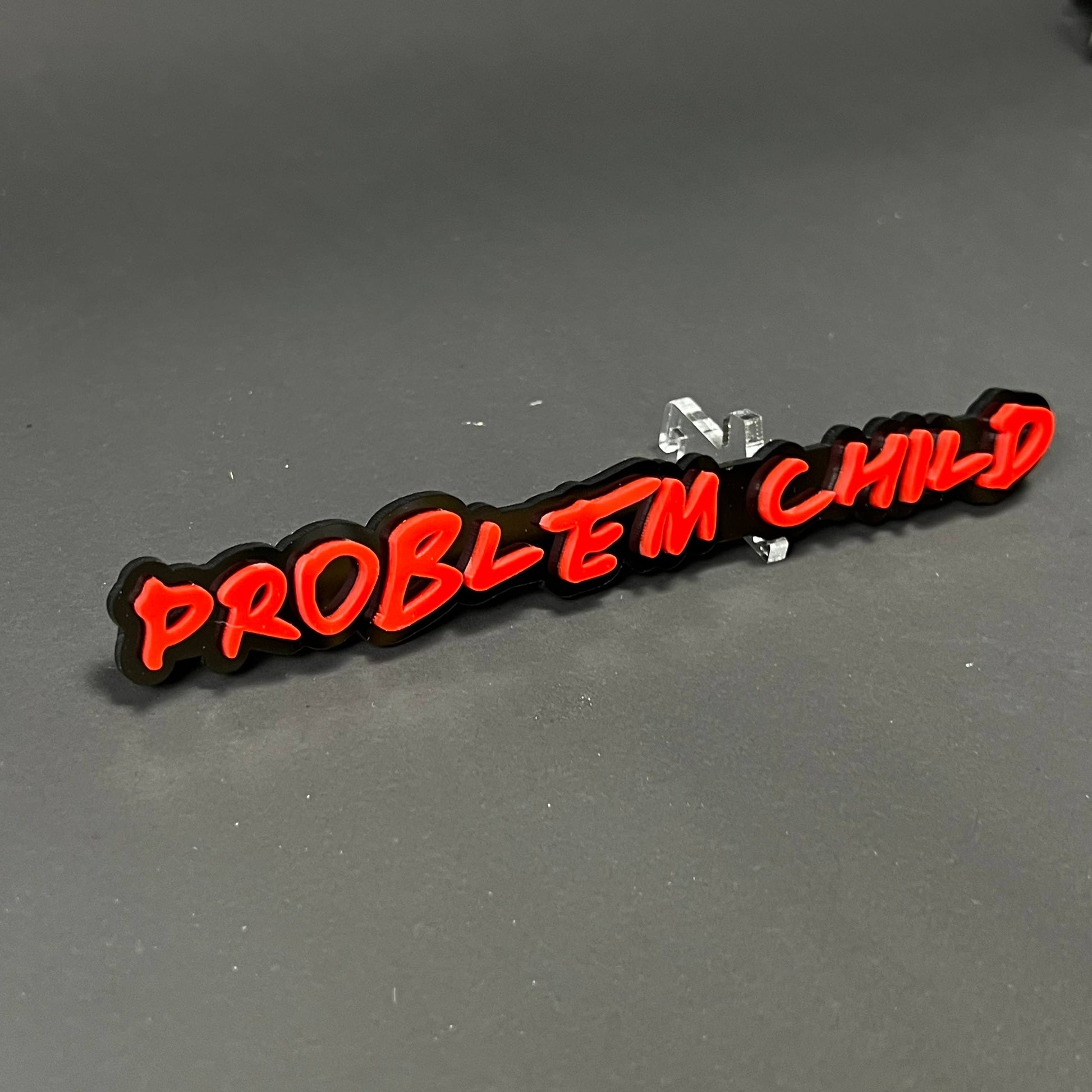 1PC PROBLEM CHILD 3D Acrylic Badge - Car Truck Emblem Fender Sticker
