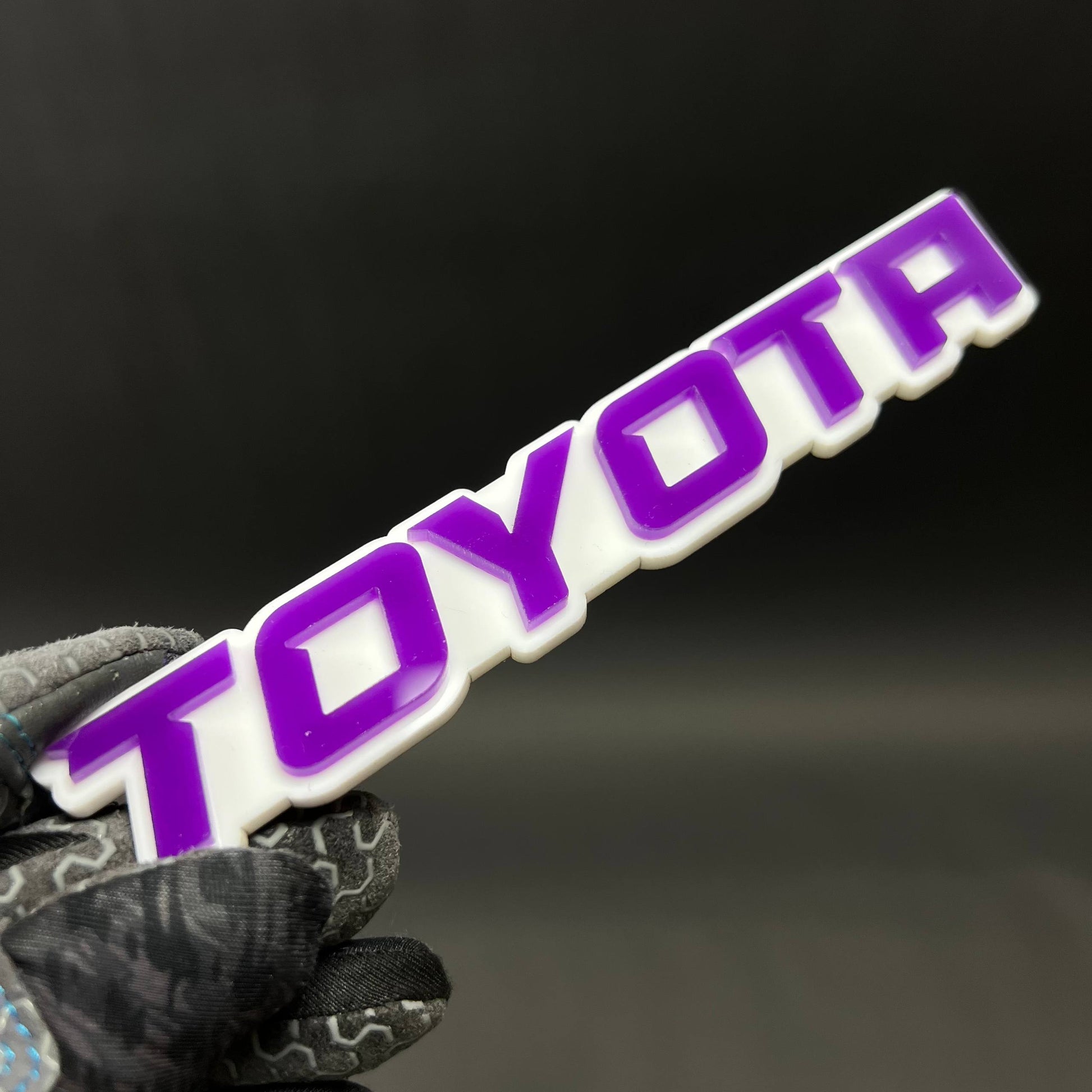 1PC TOYOTA (Purple) 3D Acrylic Badge - Car Truck Emblem Fender Sticker