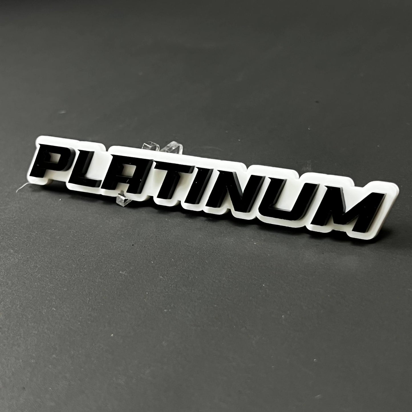 1PC PLATINUM (White) 3D Acrylic Badge - Car Truck Emblem Fender Sticker