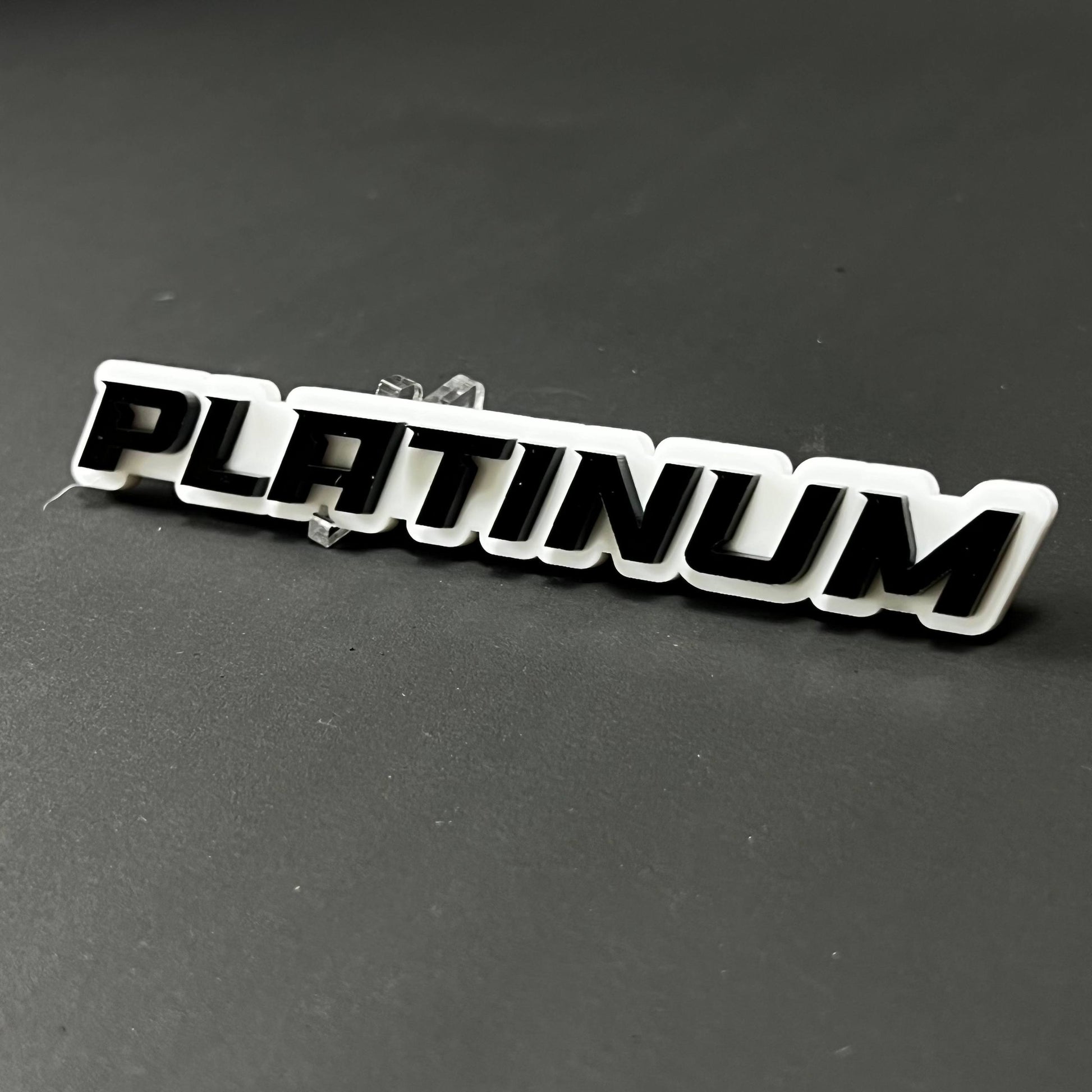 1PC PLATINUM (White) 3D Acrylic Badge - Car Truck Emblem Fender Sticker