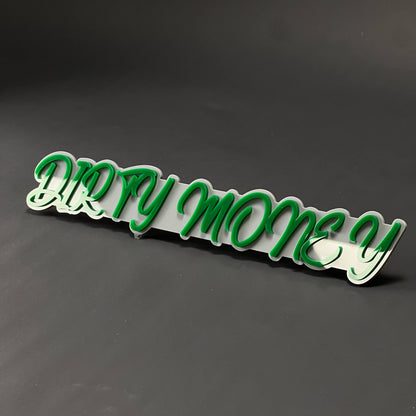 1PC DIRTY MONEY 3D Acrylic Badge - Car Truck Emblem Fender Sticker