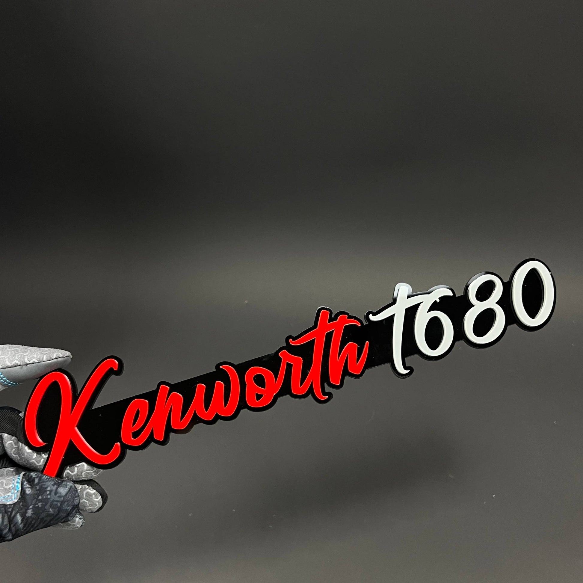 1PC Kenworth T680 3D Acrylic Badge - Car Truck Emblem Fender Sticker