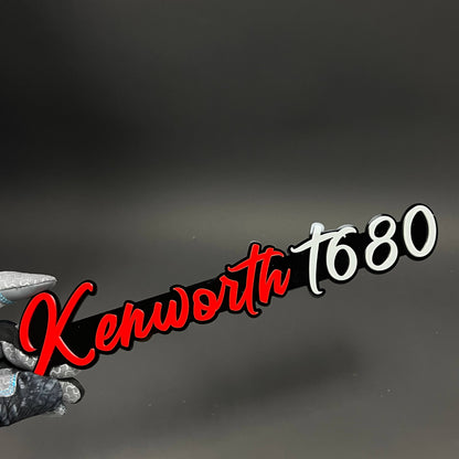 1PC Kenworth T680 3D Acrylic Badge - Car Truck Emblem Fender Sticker