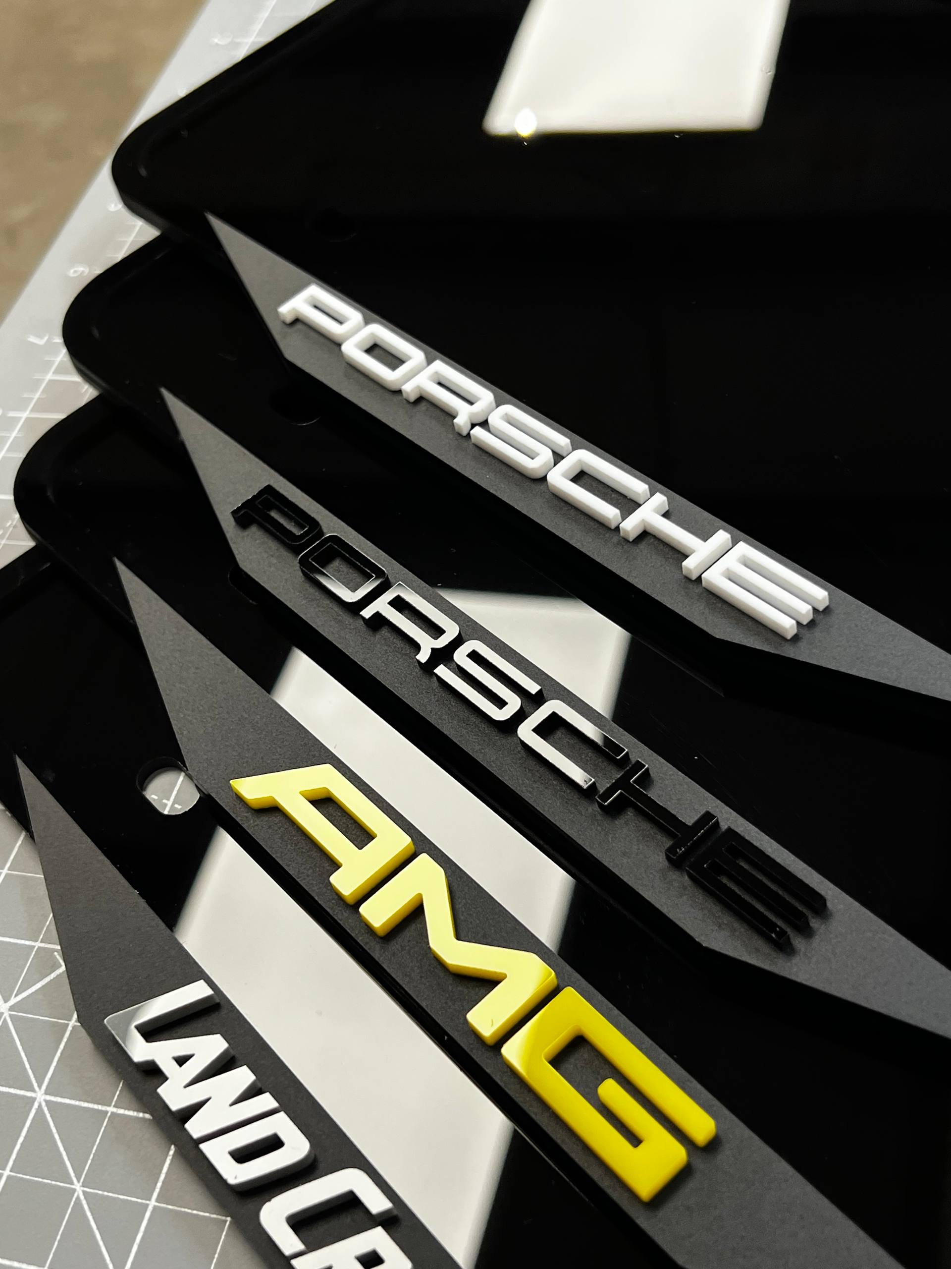 1PC Porsche / AMG / Land Cruiser assortment 3D Acrylic Car Badge - Fender Emblem