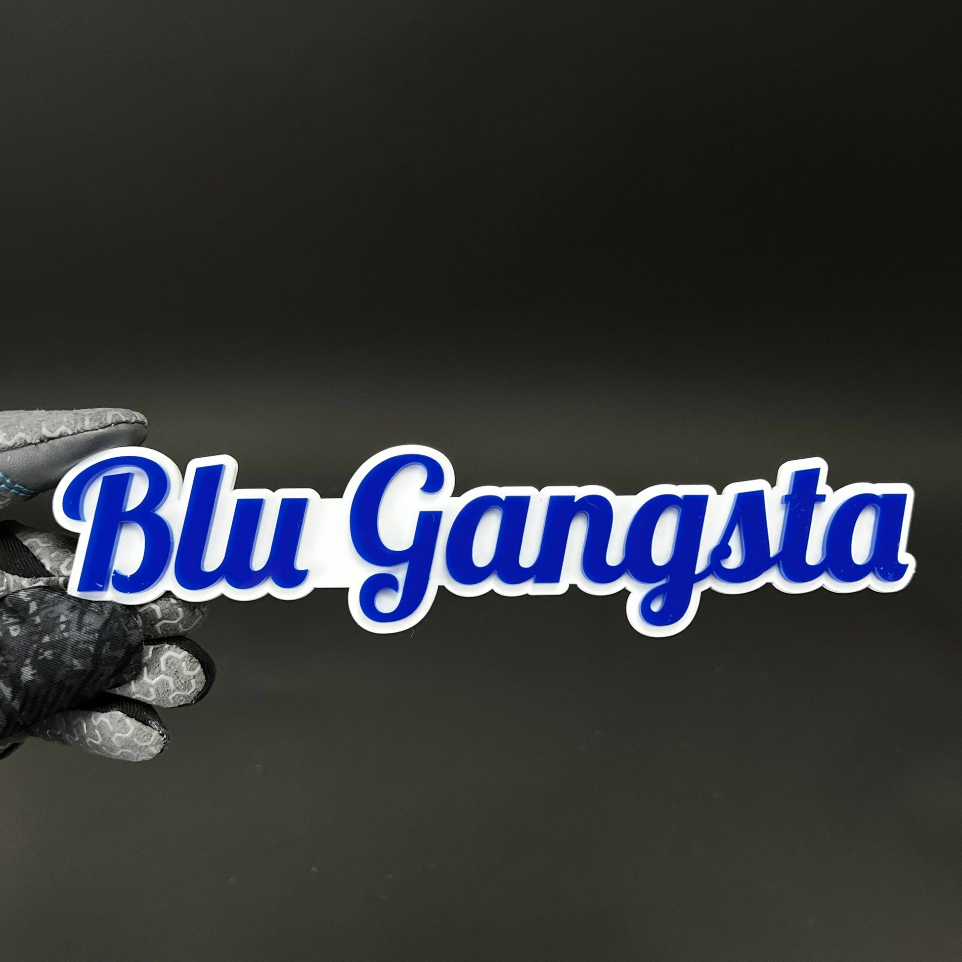1PC Blu Gangsta 3D Acrylic Badge - Car Truck Emblem Fender Sticker