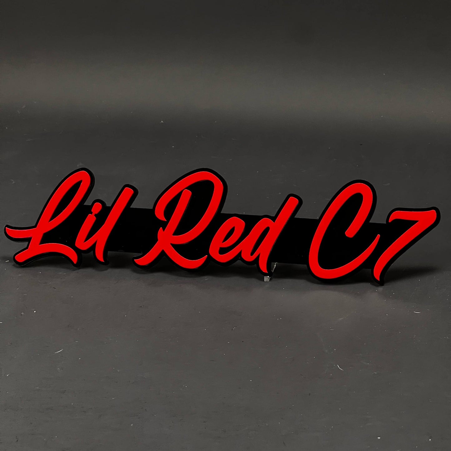 1PC Lil Red C7 3D Acrylic Badge - Car Truck Emblem Fender Tailgate Trunk Sticker