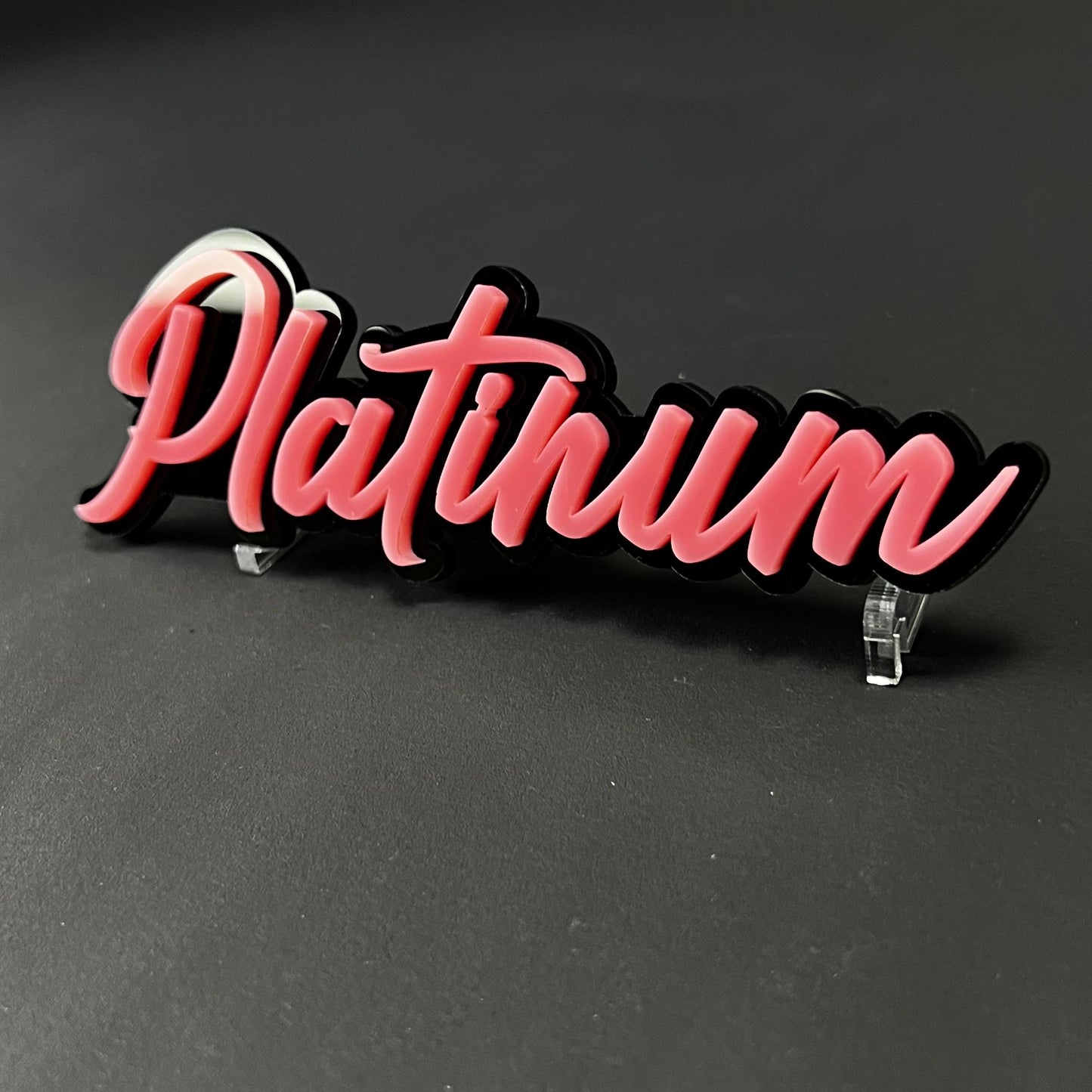1PC Platinum (Pink) 3D Acrylic Badge - Car Truck Emblem Fender Sticker