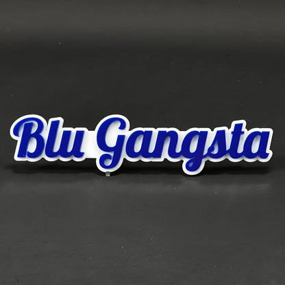 1PC Blu Gangsta 3D Acrylic Badge - Car Truck Emblem Fender Sticker