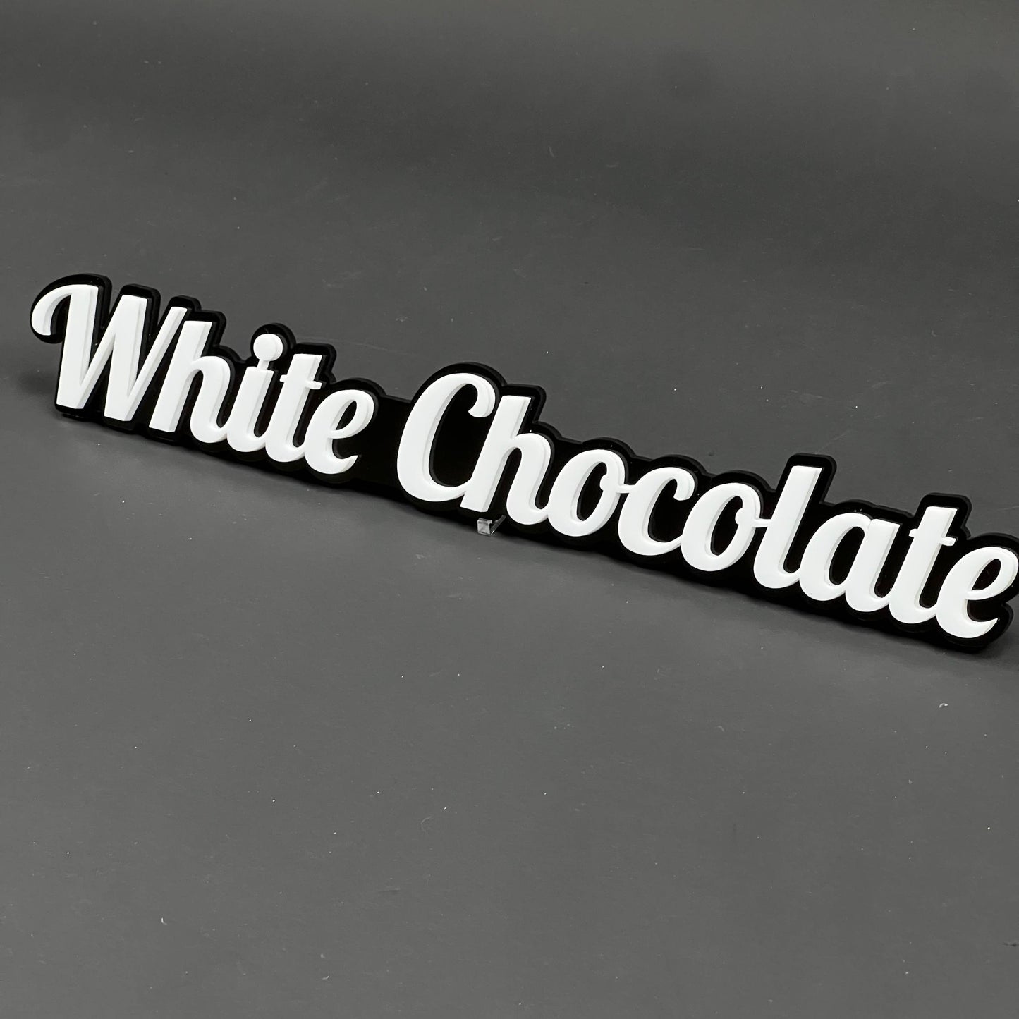 1PC White Chocolate 3D Acrylic Badge - Car Truck Emblem Fender Sticker