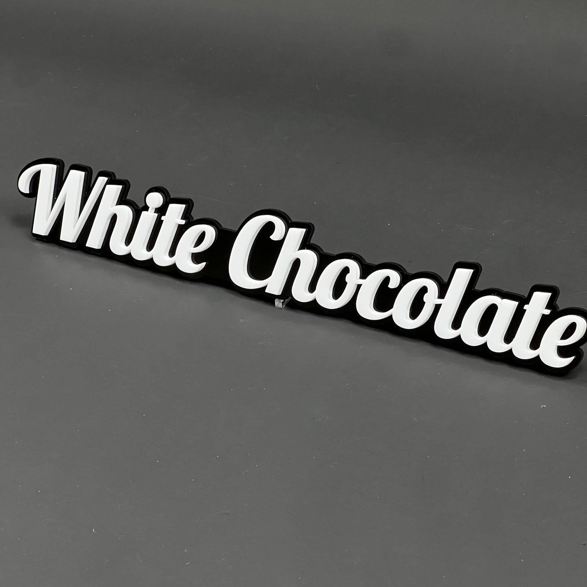 1PC White Chocolate 3D Acrylic Badge - Car Truck Emblem Fender Sticker