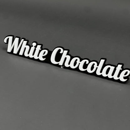 1PC White Chocolate 3D Acrylic Badge - Car Truck Emblem Fender Sticker