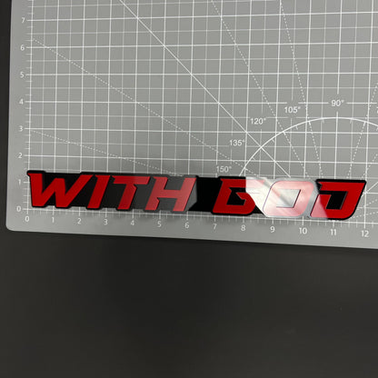 1PC WITH GOD 3D Acrylic Badge - Car Truck Emblem Fender Tailgate Trunk Sticker