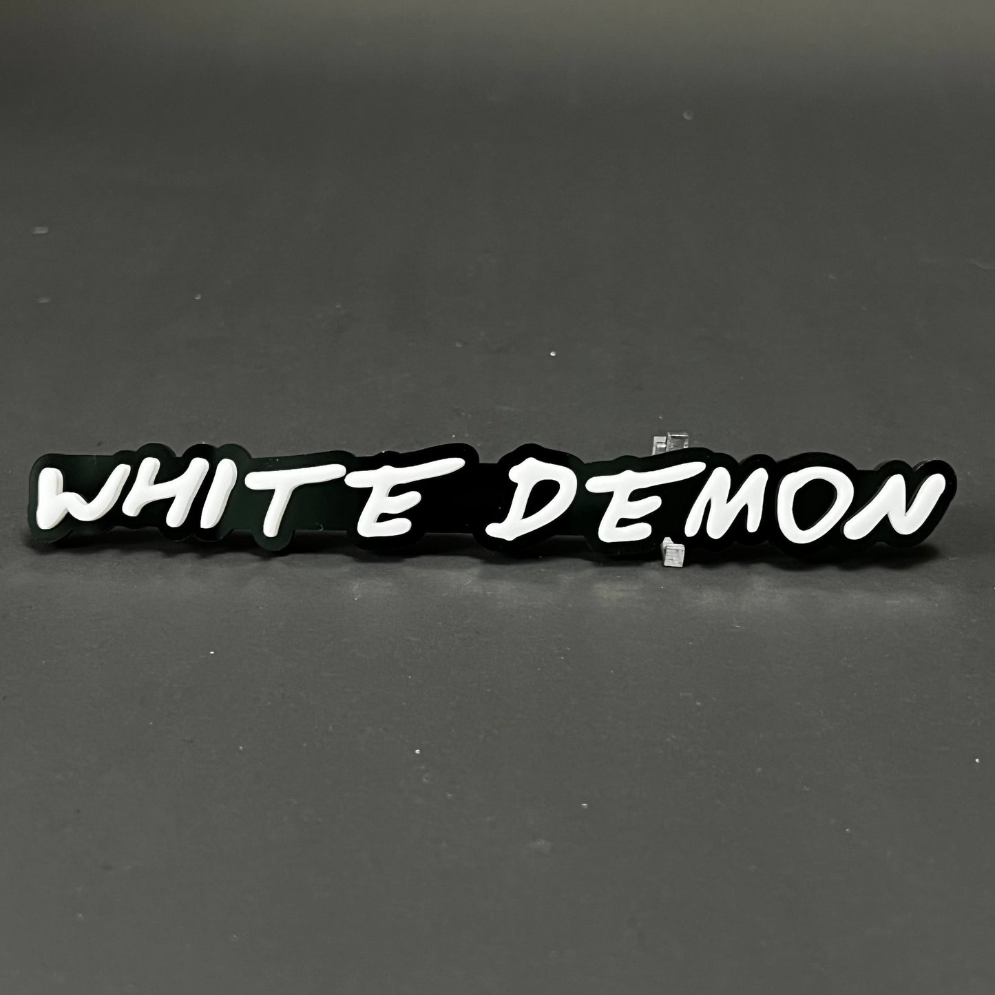 1PC WHITE DEMON 3D Acrylic Badge - Car Truck Emblem Fender Sticker